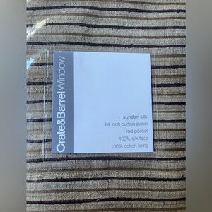 NWT Crate and Barrel Set of Two Sundari Silk w/Cotton Lined Rod Pocket Curtains